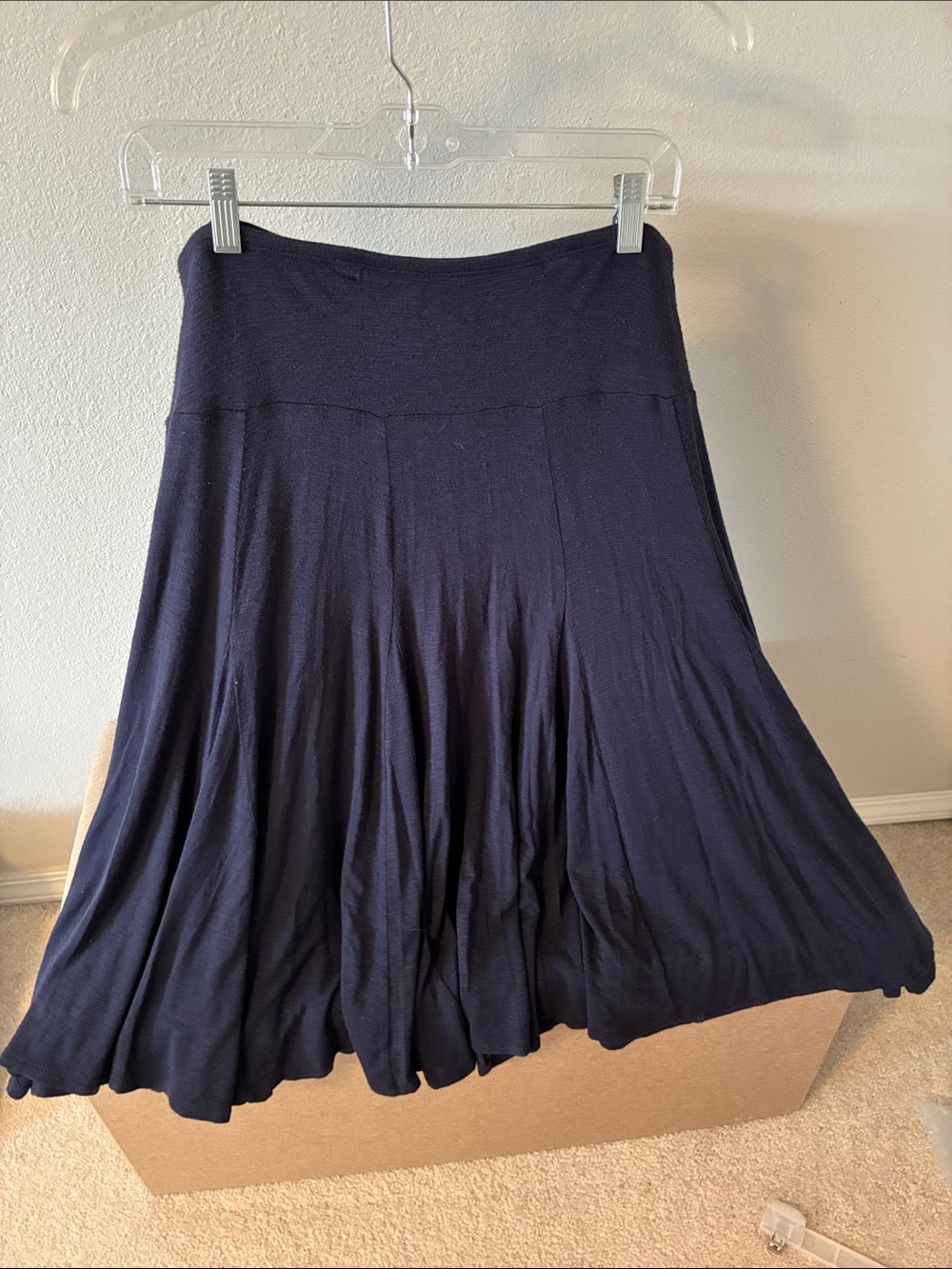 Coldwater Creek Fit & Flare Midi Skirt Deep Navy Blue Size M 10/12 - Picture 4 of 5